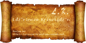 Lőrincze Krisztián névjegykártya